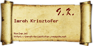 Imreh Krisztofer névjegykártya